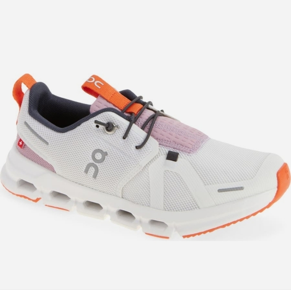 On Cloud Sky Kids Shoes Sneakers White/Mauve/Orange 3.5 Big Kid Medium US NIB